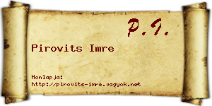 Pirovits Imre névjegykártya